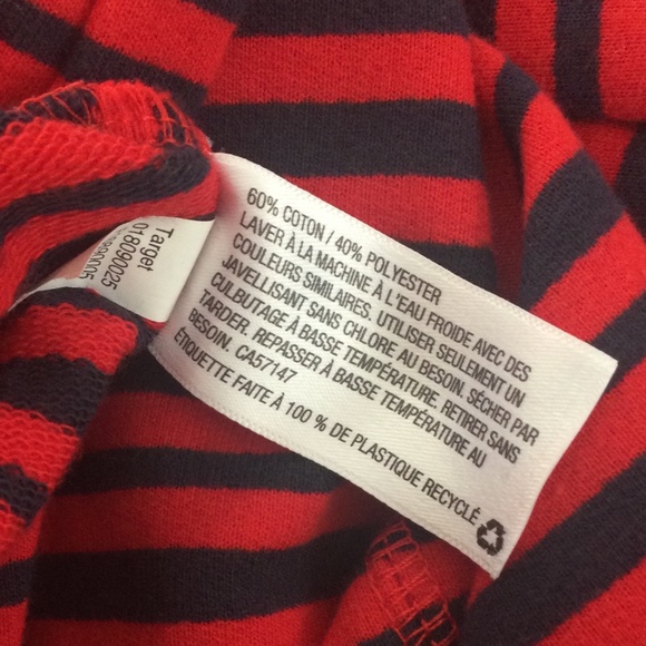 MERONA Red And Navy Striped Sheath Dress With 3/4 Sleeves - Picture 4 of 13